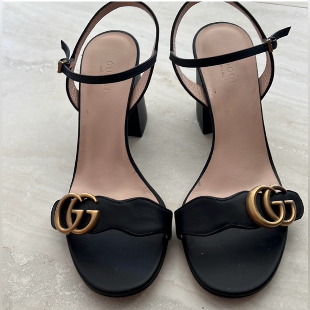 Authentic Gucci GG Marmont sandals doble gg black